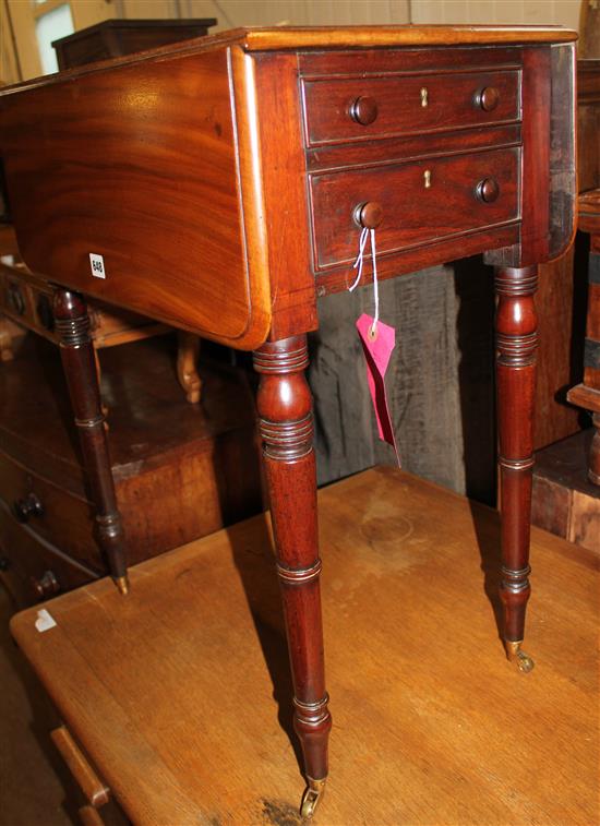 Early 19thC 2 drawer mahogany work table